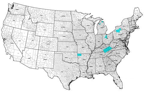 SEISCO Proprietary Databases Map for Aeromagnetics Coverage in the USA