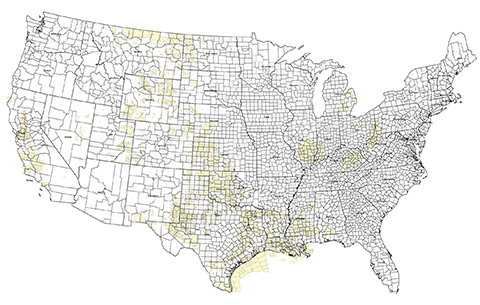 SEISCO Proprietary Databases Map for EXPLORFILE Coverage in the USA